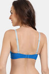 Zivame Beautiful Basics Glitter Straps Padded Non Wired 3/4th Coverage Lace Bra - Methyl Blue — thumbnail 2